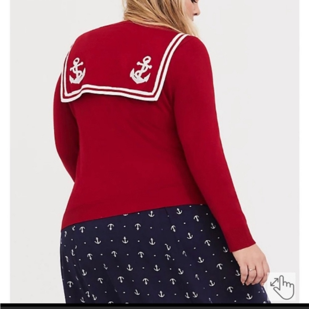 Torrid red and white anchor button up sweater like new. Only worn once. Size 5